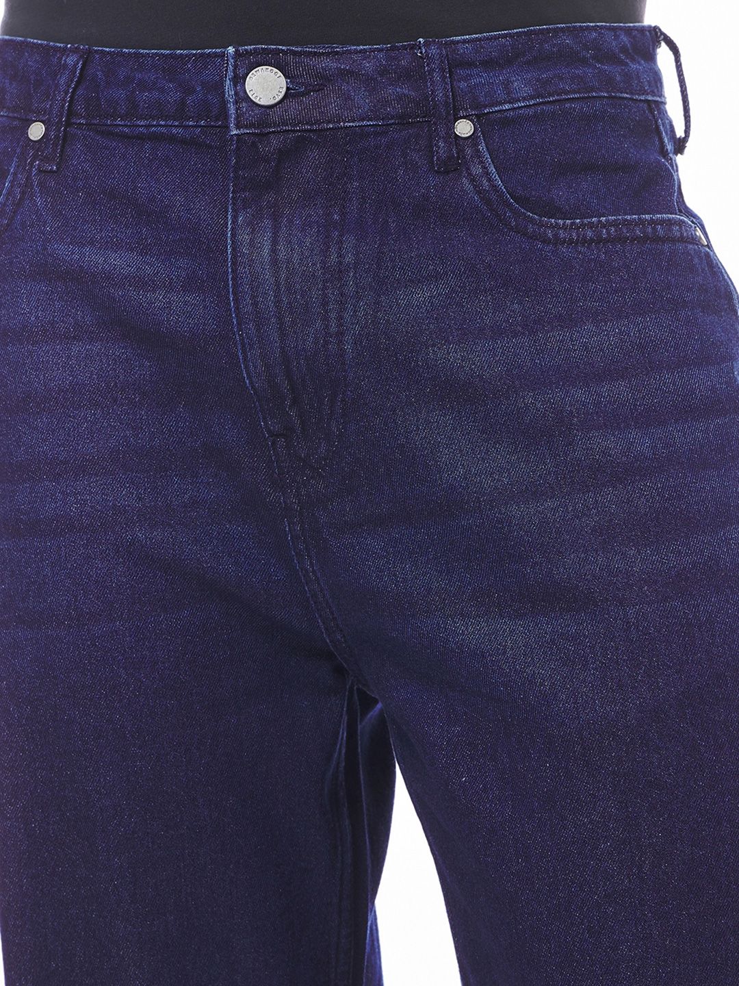 Bewakoof Men's Indigo Blue Baggy Distressed Mid-Rise Jeans