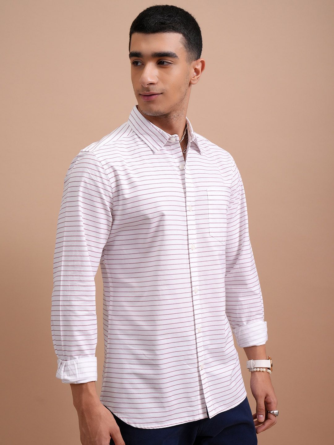 HIGHLANDER Plus Size Slim Fit Opaque Cotton Casual Shirt
