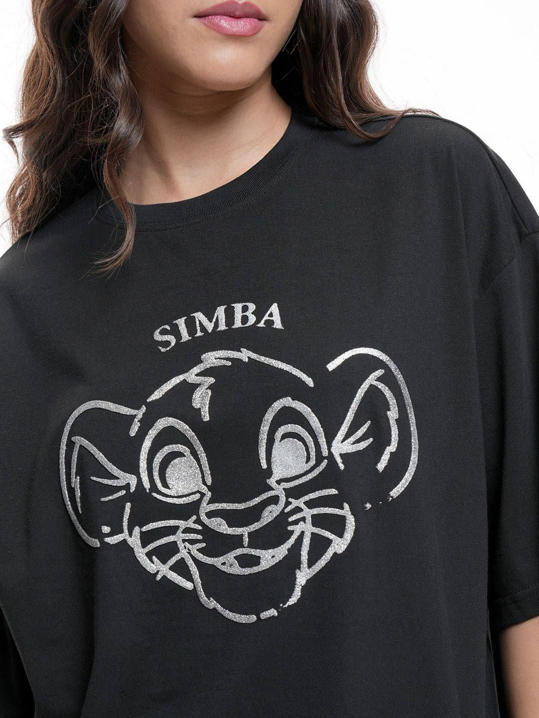 Tokyo Talkies Disney Simba Lion King Graphic printed Oversized Pure Cotton Tshirt