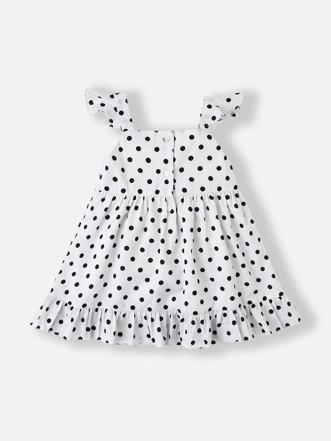 Nauti Nati Polka Dot Printed Flutter Sleeve Layered A-Line Dress