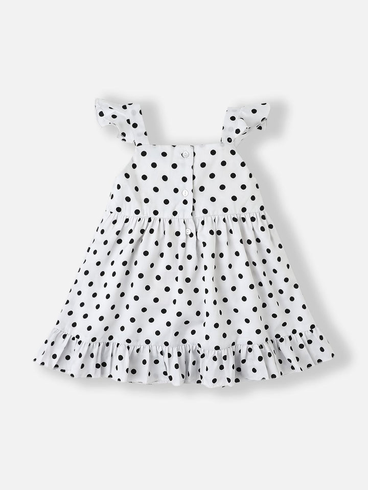 Nauti Nati Polka Dot Printed Flutter Sleeve Layered A-Line Dress