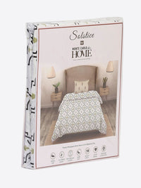 Monte Carlo Grey & White Ethnic Motifs Cotton 144 TC Single Bedsheet Set-2.29 m x 1.52 m