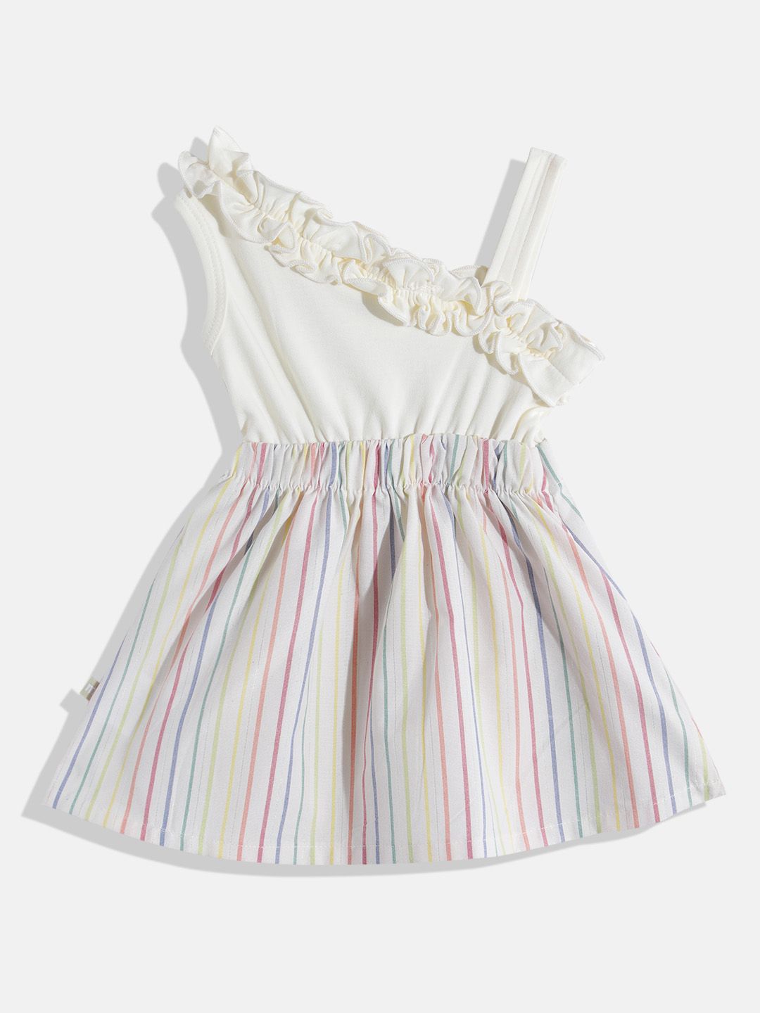 Moms Love Infant Girls Striped Pure Cotton Dress with Bow Detail