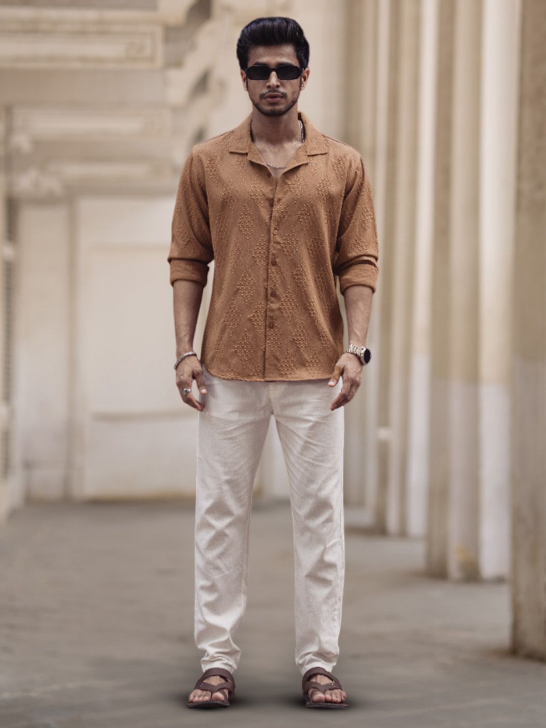 Powerlook Men Textured Opaque Regular Shirt