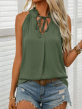 DressBerry Tie-Up Neck Ruffled Longline Top