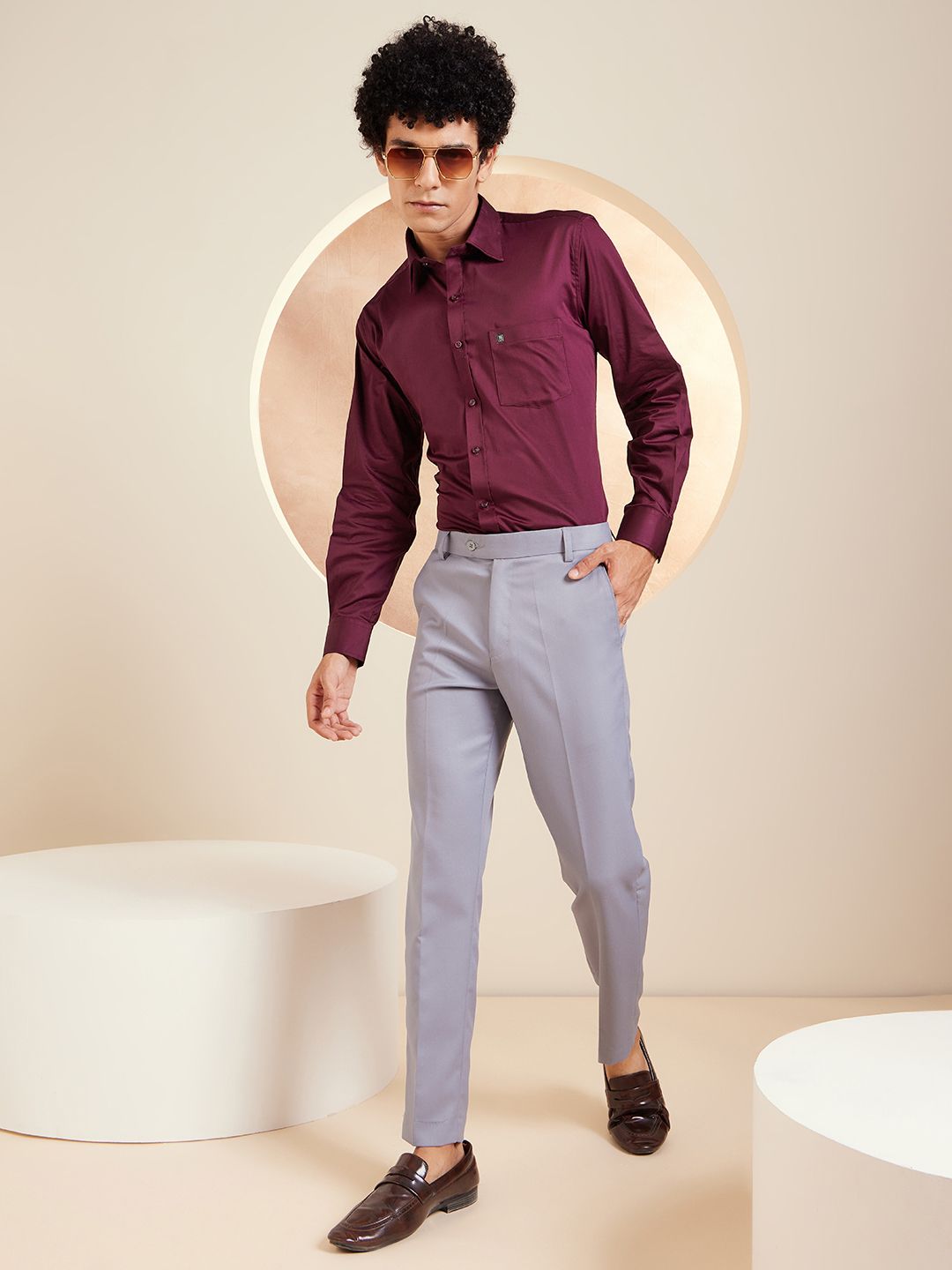 DENNISON Smart Solid Opaque Pure Cotton Satin Shirt