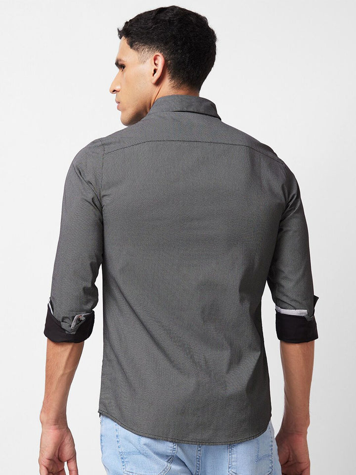 SPYKAR Spread Collar Long Sleeves Slim Fit Cotton Casual Shirt