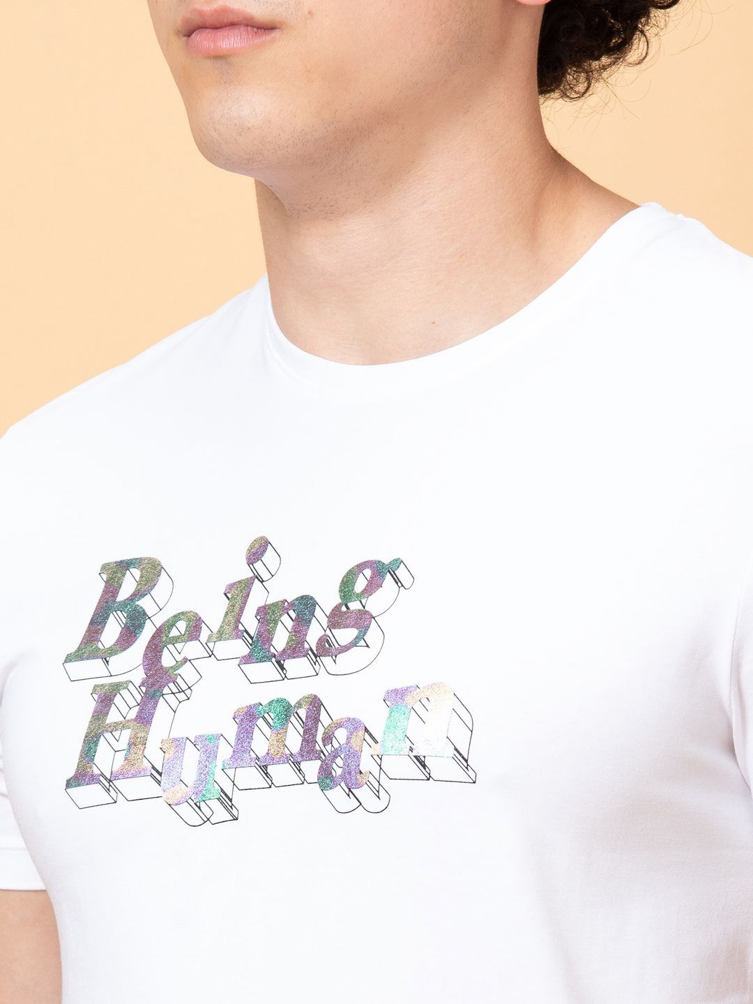 Being Human Men Typography Printed Applique T-shirt