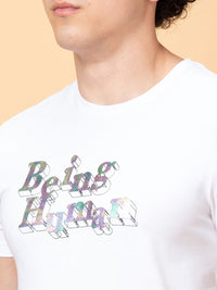 Being Human Men Typography Printed Applique T-shirt
