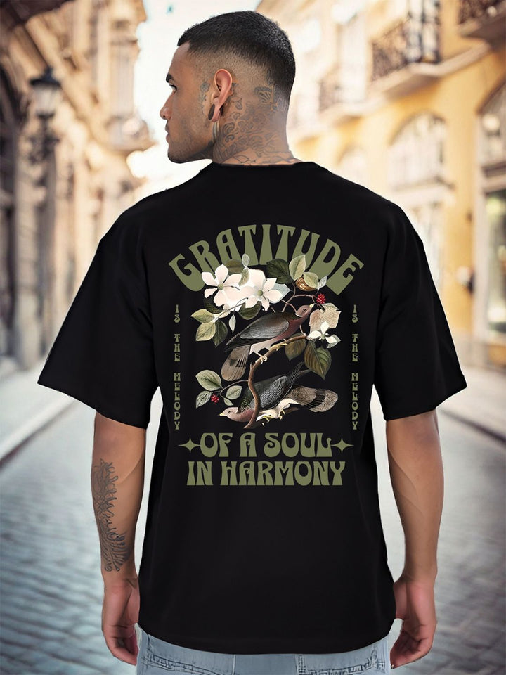 ADRO Graphic Printed Drop-Shoulder Sleeves Cotton Oversized T-shirt