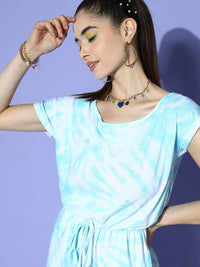 Berrylush Women Round Neck Tie & Dye Cotton Jumpsuit