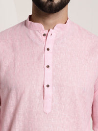 SOJANYA Men Pink Checked Straight Kurta
