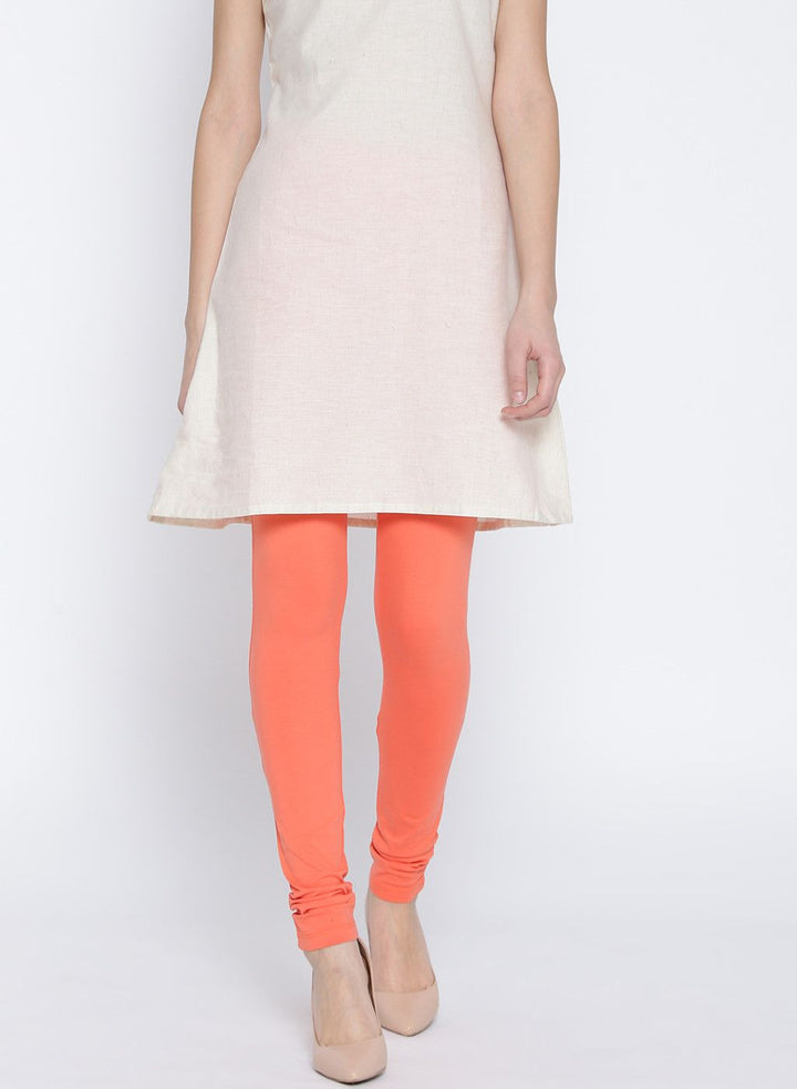 Orange Solid Leggings