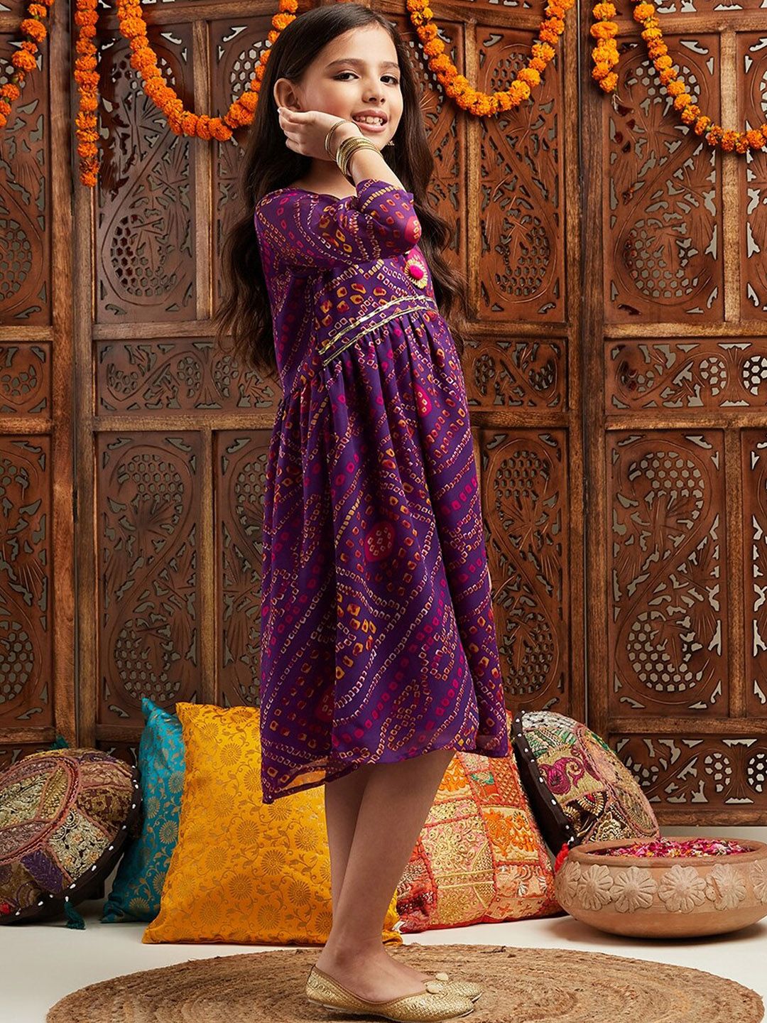pspeaches Girls Printed Fit & Flare Georgette Ethnic Dress