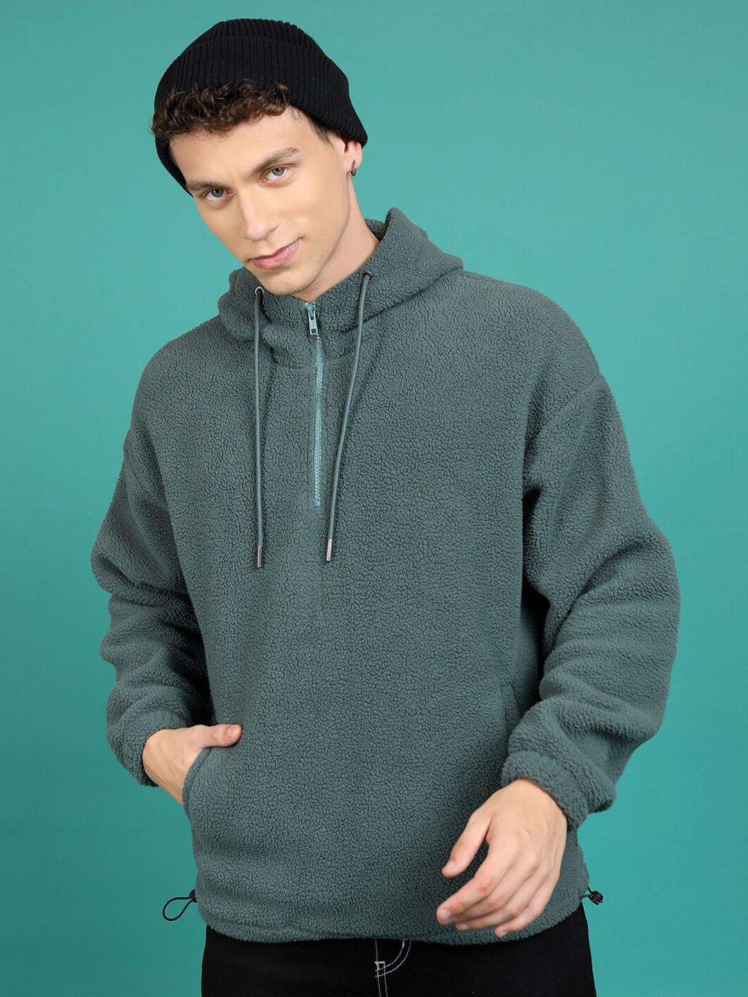 HIGHLANDER Hooded Drop Shoulder Sleeves Oversized Sweatshirt