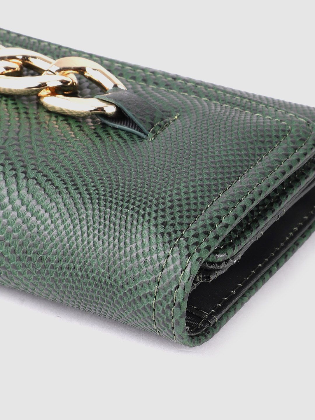 Lino Perros Women Snakeskin Textured Three Fold Wallet