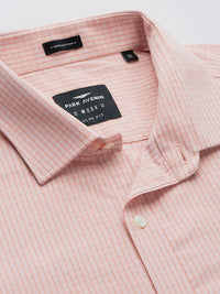 Park Avenue Men Dusty Pink Slim Fit Checked Pure Cotton Formal Shirt