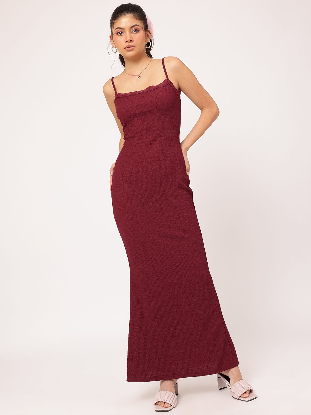 DressBerry Textured Luxe Lace Insert Maxi Dress