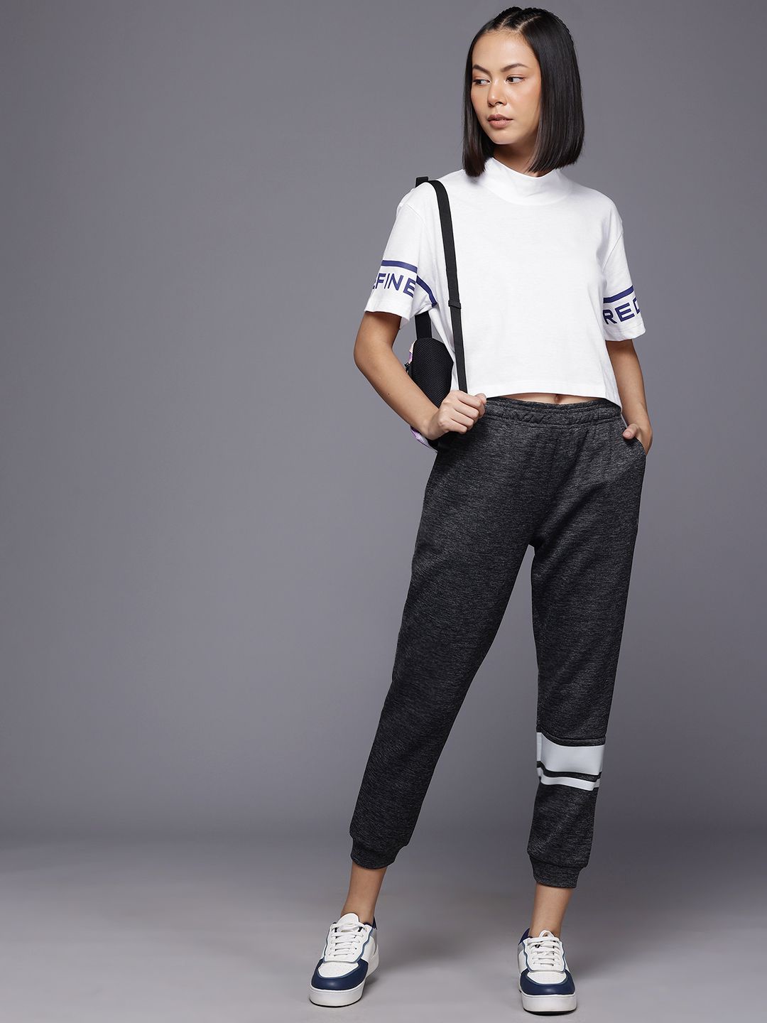 HRX by Hrithik Roshan High Neck Drop-Shoulder Sleeves T-Shirt