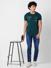 SPYKAR Round Neck Short Sleeves Typography Printed Cotton Slim Fit T-shirt