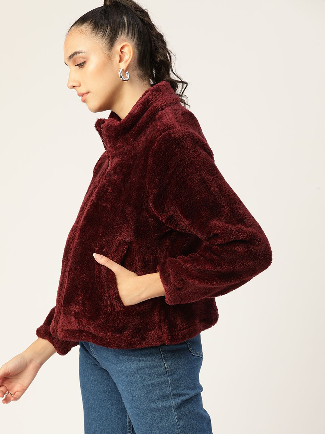 DressBerry Women Burgundy Tailored Jacket