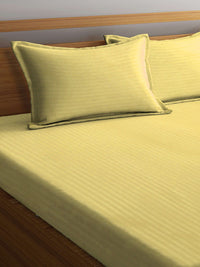 KLOTTHE Cadar Katil King 300TC Berjalur Kuning Dengan 2 Sarung Bantal