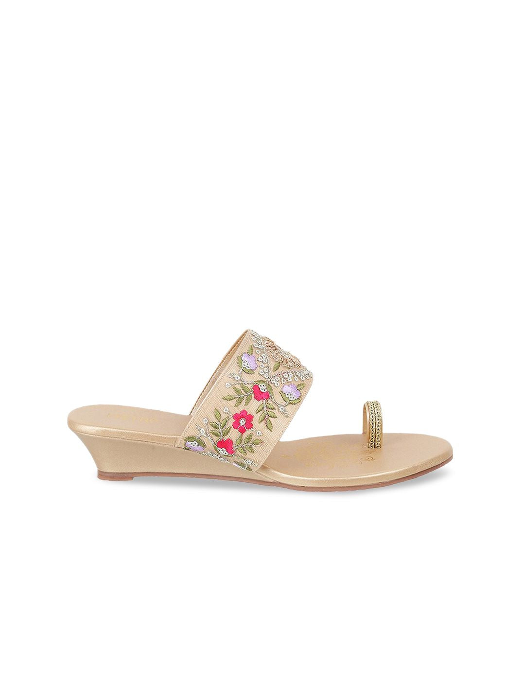 Metro Ethnic Embellished One Toe Wedges