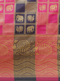 Saree mall Pink & Navy Blue Ethnic Woven Design Banarasi Saree
