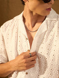 DENNISON Men Semi Sheer Drop Shoulder Oversized Schiffli Shirt