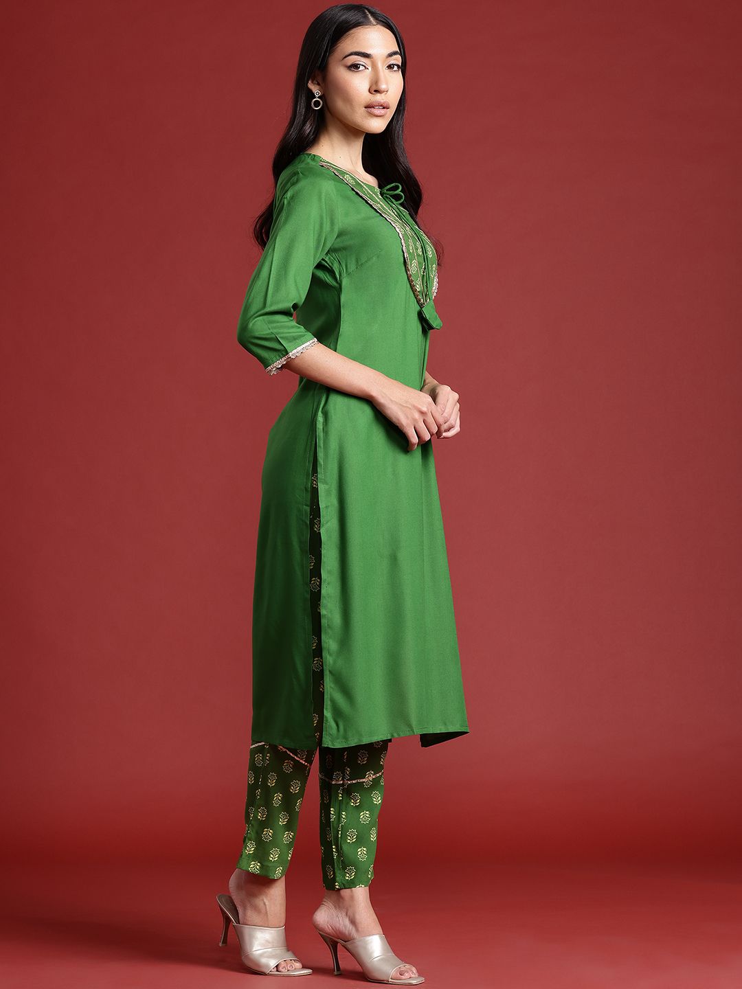 Anouk Yoke Design Gotta Patti Straight Kurta with Trousers