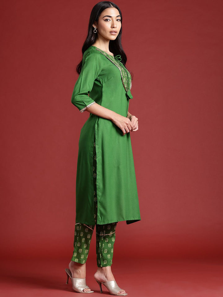 Anouk Yoke Design Gotta Patti Straight Kurta with Trousers