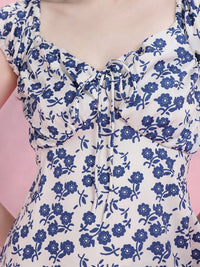 DressBerry Tie-Up Neck Floral Print Empire Dress