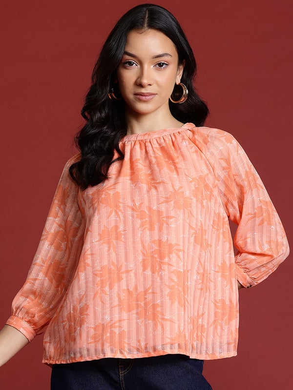 all about you Floral Print Puff Sleeves Top