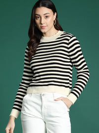 DressBerry Monochrome Striped Pullover
