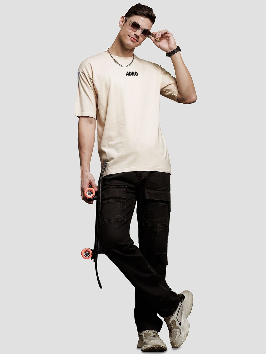 ADRO Men Typography Printed Raw Edge T-shirt