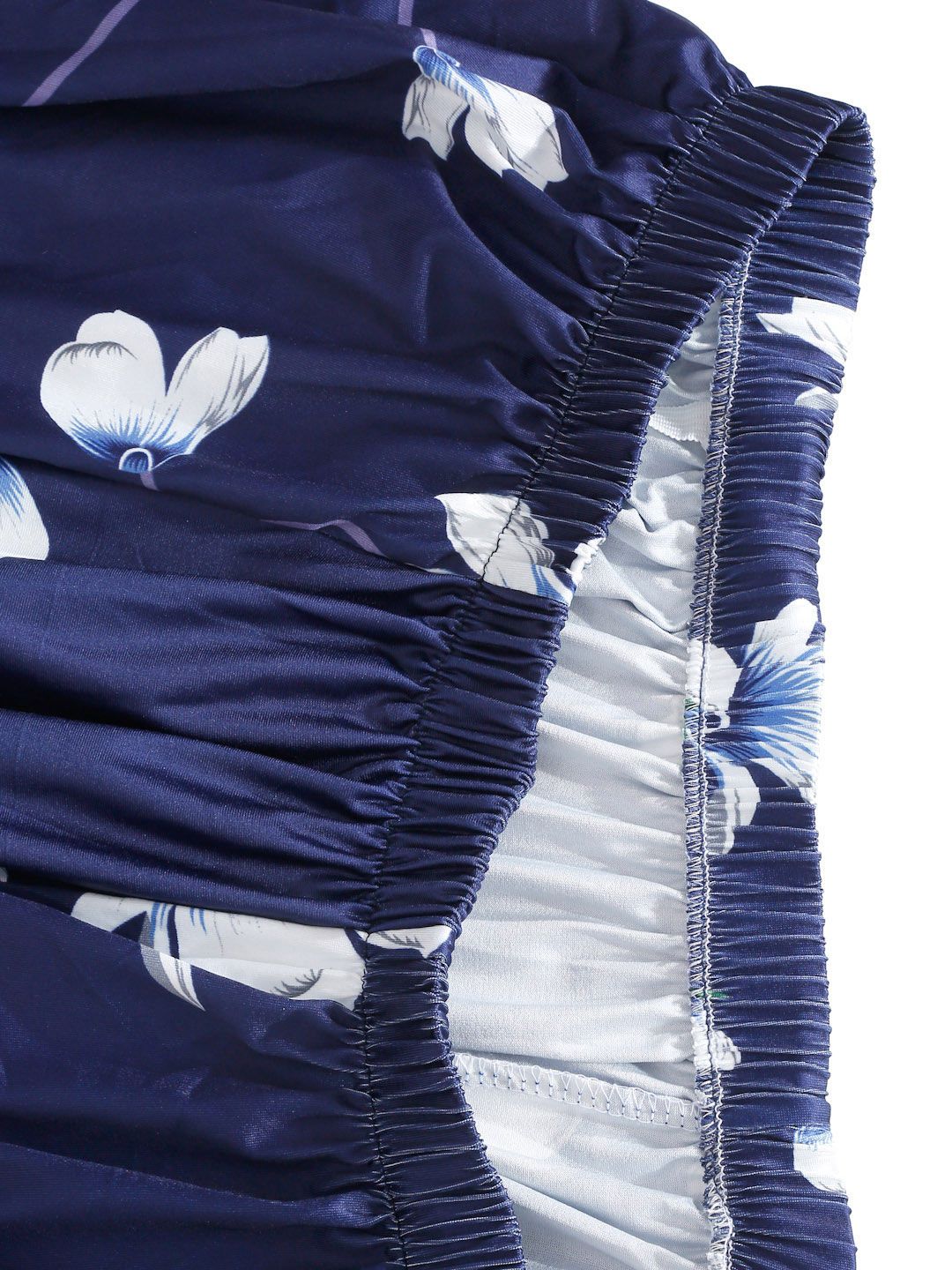 Cortina Navy Blue Floral Printed Single-Seater Sofa Covers
