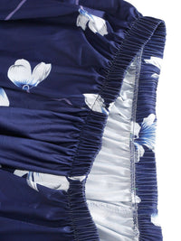 Cortina Navy Blue Floral Printed Single-Seater Sofa Covers