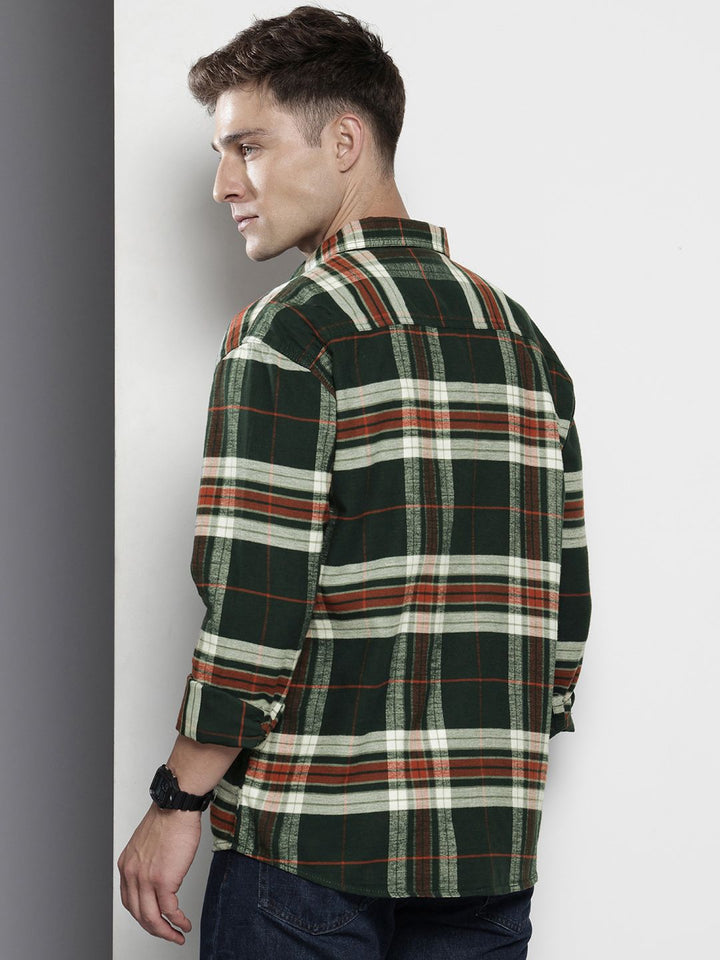 The Indian Garage Co Men Regular Fit Checkered Double Flap Casual Shirt