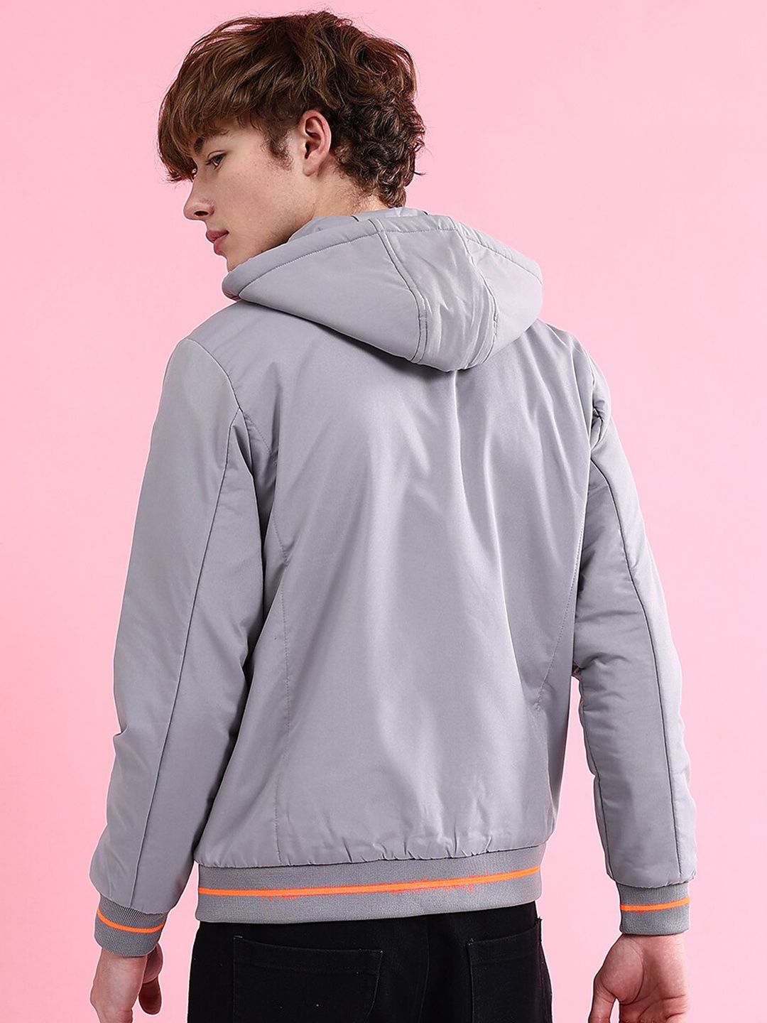 The Indian Garage Co Men Regular Fit Bomber Jacket with Detachable Hood