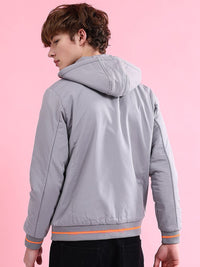 The Indian Garage Co Men Regular Fit Bomber Jacket with Detachable Hood