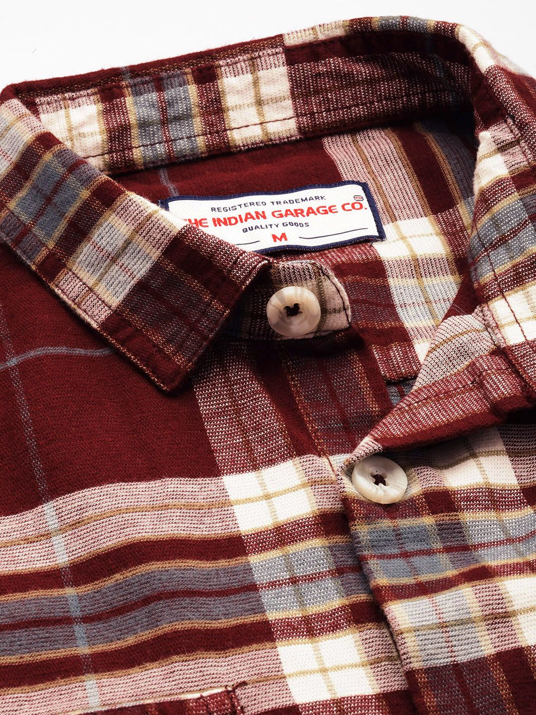 The Indian Garage Co Men Regular Fit Checkered Double Flap Casual Shirt
