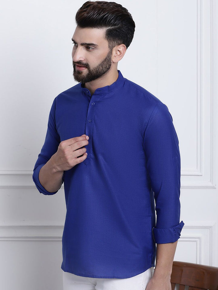 SOJANYA Mandarin Collar Roll Up Sleeves Kurta