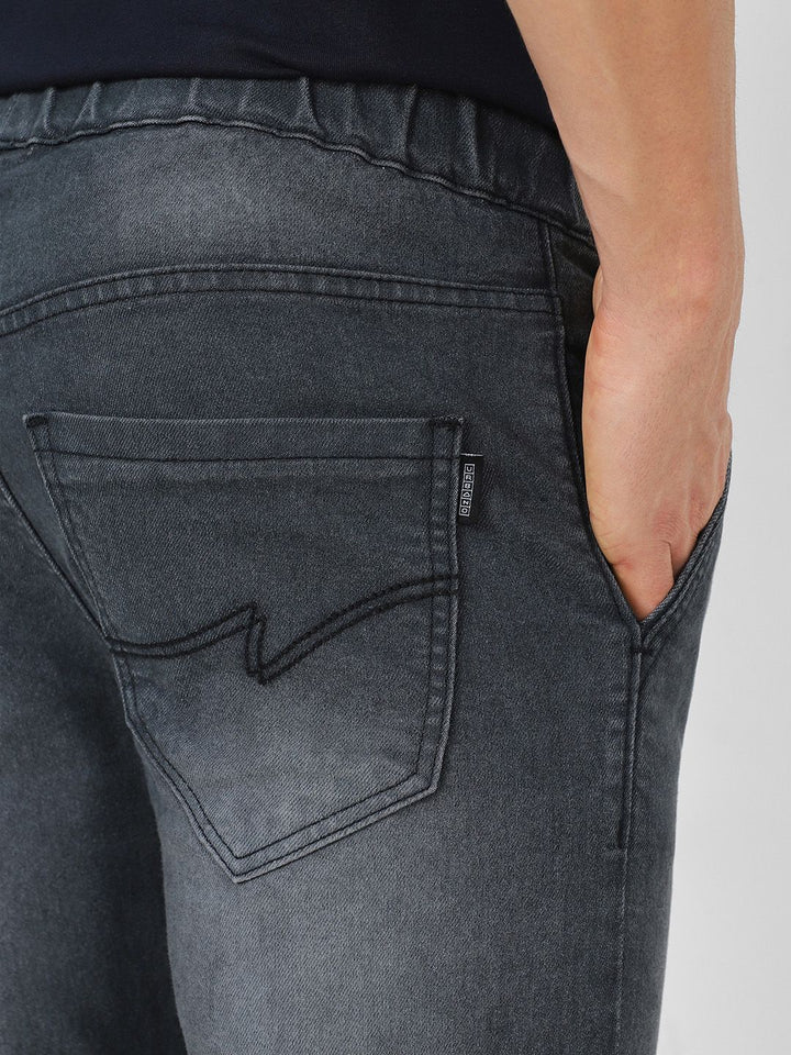 Urbano Fashion Men Grey Slim Fit Mid-Rise Clean Look Stretchable Jogger Jeans
