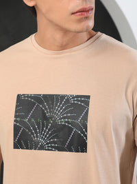 RARE RABBIT Men Glams Graphic Printed Pure Cotton Slim Fit T-Shirt