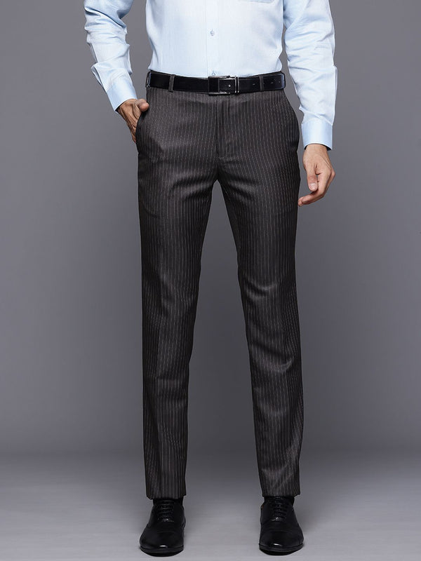 Raymond Men Striped Slim Fit Formal Trousers