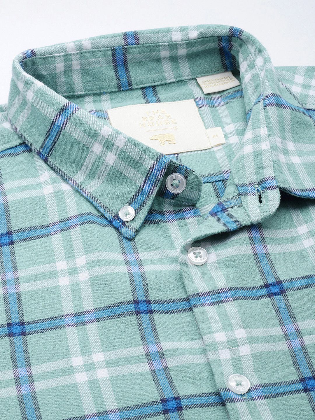 THE BEAR HOUSE Men Blue Slim Fit Tartan Checks Checked Casual Shirt