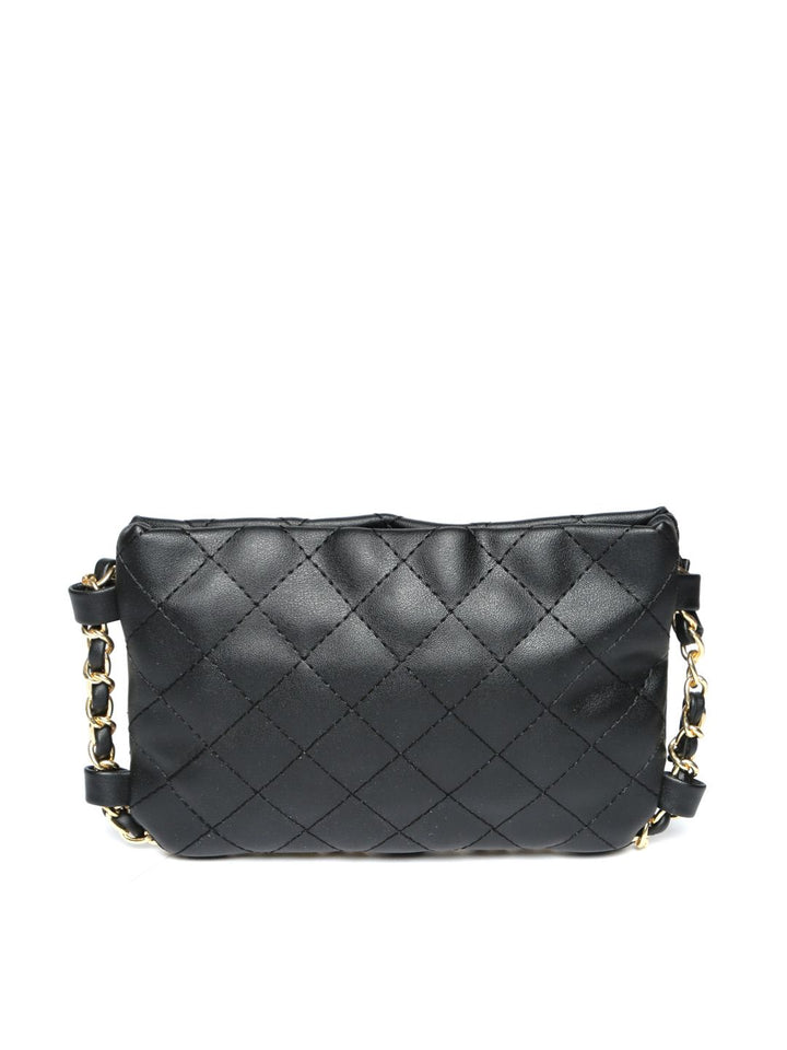 Lino Perros Black Solid Quilted Sling Bag