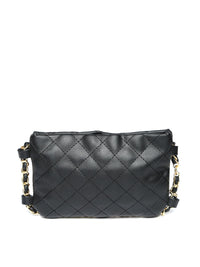 Lino Perros Black Solid Quilted Sling Bag
