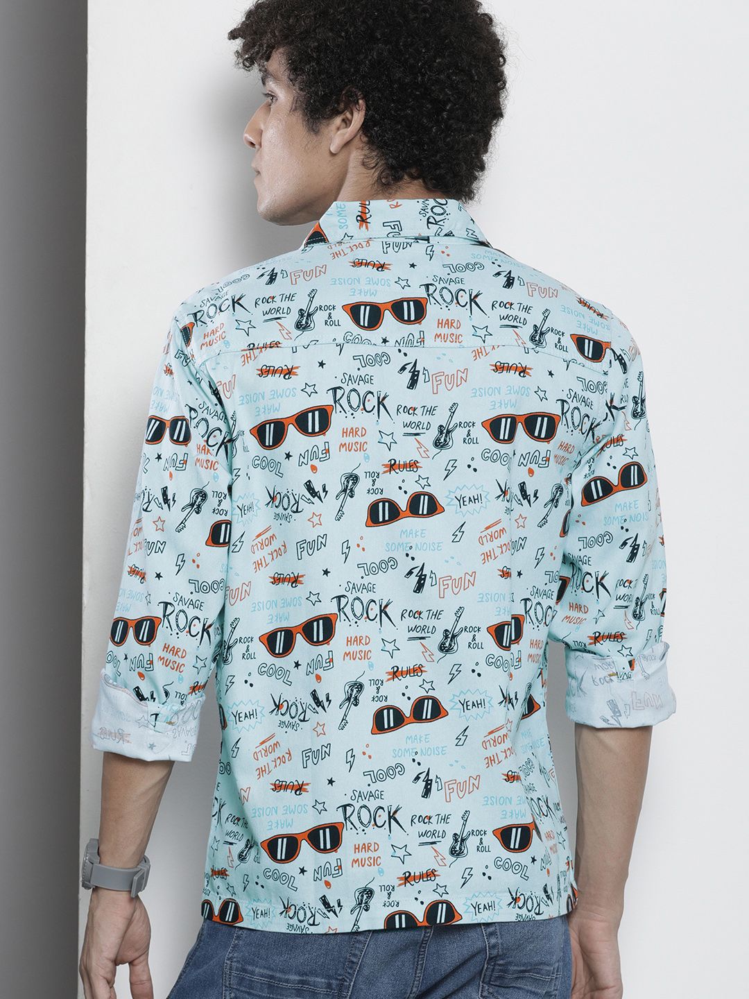 The Indian Garage Co Men Blue & Black Printed Casual Shirt