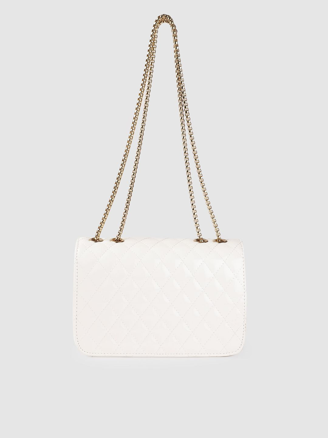 Lino Perros Women White Quilted Structured Shoulder Bag